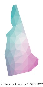 Polygonal map of New Hampshire. Geometric illustration of the us state in emerald amethyst colors. New Hampshire map in low poly style. Technology, internet, network concept. Vector illustration.