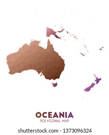 Polygonal map of Oceania with Australia and New Zealand.