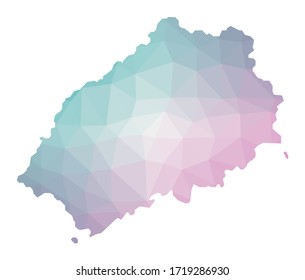 Polygonal map of Saint Helena. Geometric illustration of the island in emerald and amethyst colors. Saint Helena map in low poly style. Technology, internet, network concept. Vector illustration.