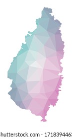 Polygonal map of Saint Lucia. Geometric illustration of the island in emerald amethyst colors. Saint Lucia map in low poly style. Technology, internet, network concept. Vector illustration.