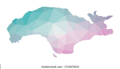 Polygonal map of Samos. Geometric illustration of the island in emerald amethyst colors. Samos map in low poly style. Technology, internet, network concept. Vector illustration.