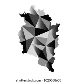 Polygonal map of Vorarlberg state in Austria in black tones isolated on a white background - Eps10 vector graphics and illustration