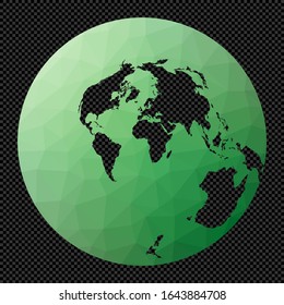 Polygonal map of the world on transparent background. Airy projection. Stencil shape geometric globe. Amazing vector illustration.