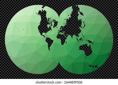 Polygonal map of the world on transparent background. Eisenlohr projection. Polygonal map of the world on transparent background. Stencil shape geometric globe. Awesome vector illustration.
