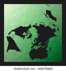 Polygonal map of the world on transparent background. Gringorten Quincuncial projection. Polygonal map of the world on transparent background. Stencil shape geometric globe.