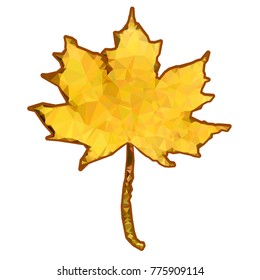 A polygonal maple leaf on a white background. Vector illustration.