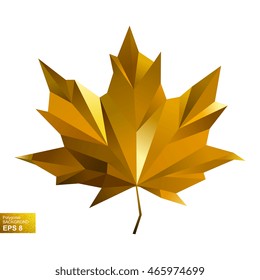 Polygonal maple leaf shape background. Autumn vector illustration.