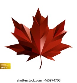 Polygonal maple leaf shape background. Autumn vector illustration.