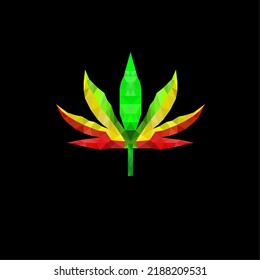 Marihuana poligonal.  colorido.  popa baja.  Ilustración del vector