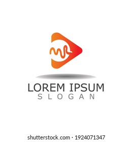 Polygonal Media Play Logo Illustration. Play button vector Template
