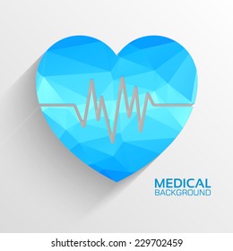 Polygonal  medical heart vector background concept. Illustration tamplate for web and mobile