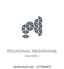 Polygonal megaphone icon. Thin linear polygonal megaphone outline icon isolated on white background from geometry collection. Line vector sign, symbol for web and mobile