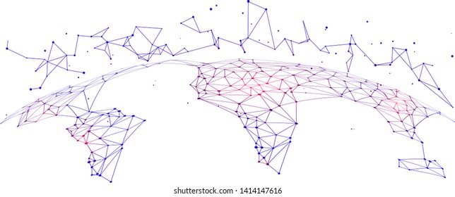  Polygonal mesh composed of earth, abstract concept earth graphic,meaning internet big data, cloud computing