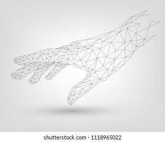 Polygonal mesh human hand, technology