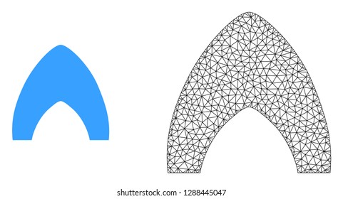 Polygonal mesh igloo home and flat icon are isolated on a white background. Abstract black mesh lines, triangles and dots forms igloo home icon.