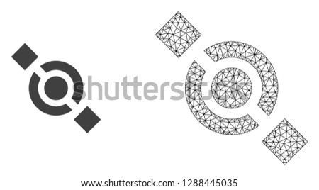 Polygonal mesh joint node and flat icon are isolated on a white background. Abstract black mesh lines, triangles and nodes forms joint node icon. Stock photo © 