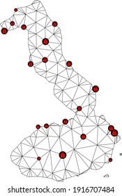 Polygonal mesh lockdown map of Galapagos - Isabela Island. Abstract mesh lines and locks form map of Galapagos - Isabela Island.