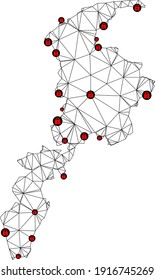 Polygonal mesh lockdown map of Khyber Pakhtunkhwa Province. Abstract mesh lines and locks form map of Khyber Pakhtunkhwa Province.