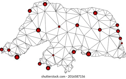 Polygonale Maschendrehkarte des Rio Grande do Norte State. Abstrakte Maschenlinien und Schlösser bilden eine Karte des Rio Grande do Norte State.