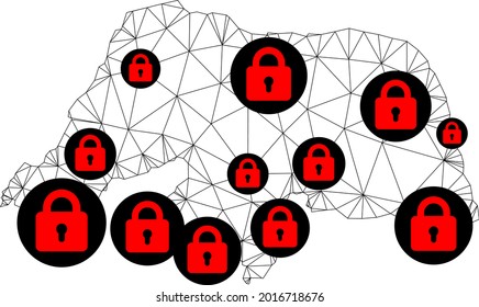 Polygonale Maschendrehkarte des Rio Grande do Norte State. Abstrakte Maschenlinien und Schlösser bilden eine Karte des Rio Grande do Norte State.