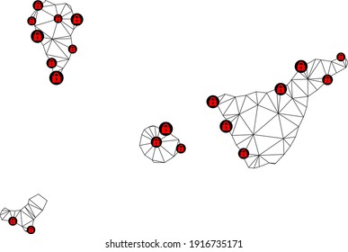 Polygonal mesh lockdown map of Santa Cruz de Tenerife Province. Abstract mesh lines and locks form map of Santa Cruz de Tenerife Province.