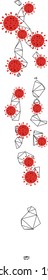 Polygonal mesh Maldives map with coronavirus centers. Abstract network connected lines and covid- 2019 viruses on Maldives map. Vector wireframe 2D polygonal network in black and red colors.