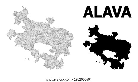Polygonal mesh map of Alava Province in high resolution. Mesh lines, triangles and dots form map of Alava Province.