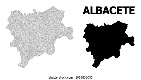 Polygonal mesh map of Albacete Province in high resolution. Mesh lines, triangles and points form map of Albacete Province.