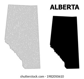 Polygonal mesh map of Alberta Province in high detail resolution. Mesh lines, triangles and points form map of Alberta Province.