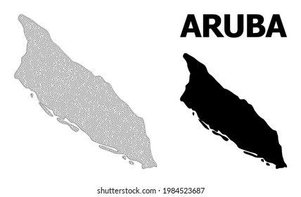 Polygonal mesh map of Aruba Island in high resolution. Mesh lines, triangles and dots form map of Aruba Island.