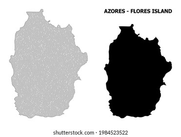 Polygonal mesh map of Azores - Flores Island in high resolution. Mesh lines, triangles and points form map of Azores - Flores Island.