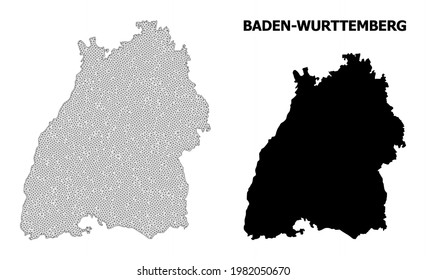 Polygonal mesh map of Baden-Wurttemberg State in high resolution. Mesh lines, triangles and dots form map of Baden-Wurttemberg State.