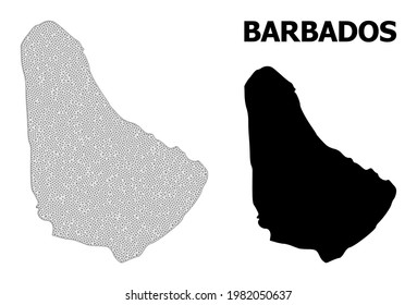 Polygonal mesh map of Barbados in high resolution. Mesh lines, triangles and dots form map of Barbados.