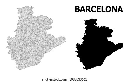 Polygonal mesh map of Barcelona Province in high resolution. Mesh lines, triangles and points form map of Barcelona Province.