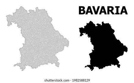 Polygonal mesh map of Bavaria State in high detail resolution. Mesh lines, triangles and dots form map of Bavaria State.