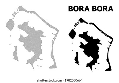 Polygonal mesh map of Bora-Bora in high detail resolution. Mesh lines, triangles and dots form map of Bora-Bora.