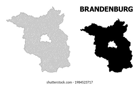 Polygonal mesh map of Brandenburg State in high detail resolution. Mesh lines, triangles and points form map of Brandenburg State.