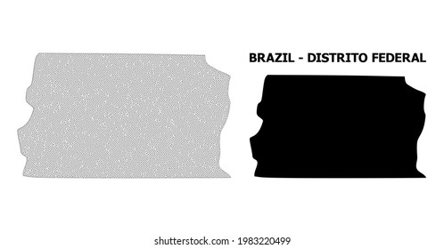 Polygonal mesh map of Brazil - Distrito Federal in high detail resolution. Mesh lines, triangles and points form map of Brazil - Distrito Federal.