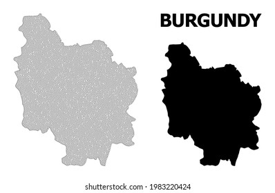 Polygonal mesh map of Burgundy Province in high resolution. Mesh lines, triangles and dots form map of Burgundy Province.