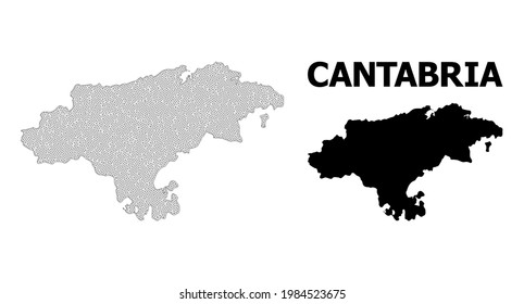 Polygonal mesh map of Cantabria Province in high detail resolution. Mesh lines, triangles and points form map of Cantabria Province.