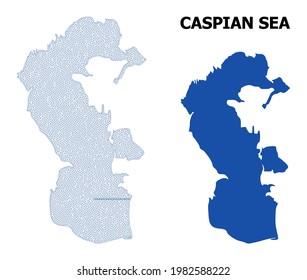 Polygonal mesh map of Caspian Sea in high detail resolution. Mesh lines, triangles and dots form map of Caspian Sea.