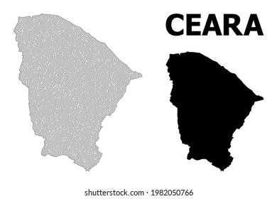 Mapa de malla poligonal del estado de Ceara en alta resolución. Líneas de malla, triángulos y puntos forman un mapa del estado de Ceara.