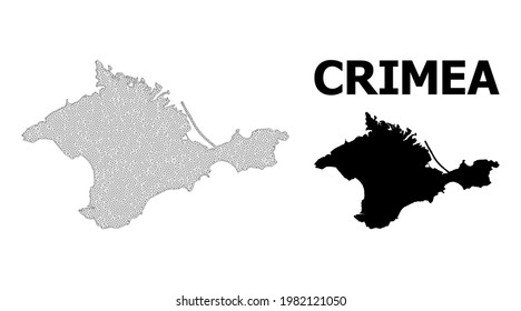 Polygonal mesh map of Crimea in high detail resolution. Mesh lines, triangles and dots form map of Crimea.