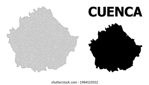 Polygonal mesh map of Cuenca Province in high detail resolution. Mesh lines, triangles and points form map of Cuenca Province.
