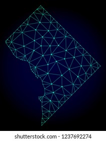 Polygonal mesh map of District Columbia. Abstract mesh lines, triangles and points on dark background with map of District Columbia.
