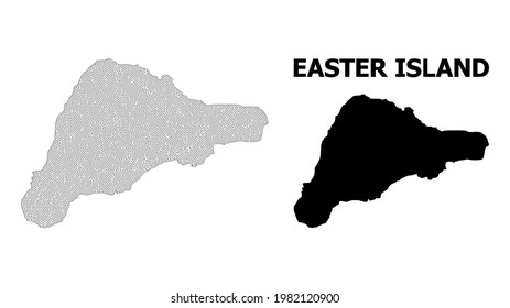 Polygonal mesh map of Easter Island in high resolution. Mesh lines, triangles and points form map of Easter Island.