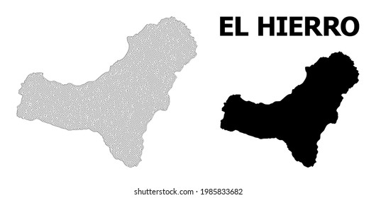 Polygonal mesh map of El Hierro Island in high detail resolution. Mesh lines, triangles and dots form map of El Hierro Island.