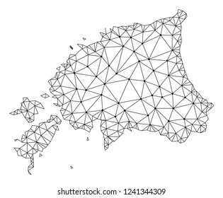 Polygonal mesh map of Estonia in black color. Abstract mesh lines, triangles and points with map of Estonia. Wire frame 2D polygonal line network in vector format.