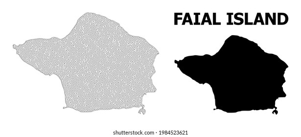 Polygonal mesh map of Faial Island in high detail resolution. Mesh lines, triangles and dots form map of Faial Island.