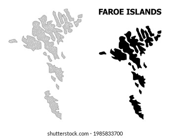 Polygonal mesh map of Faroe Islands in high resolution. Mesh lines, triangles and points form map of Faroe Islands.
